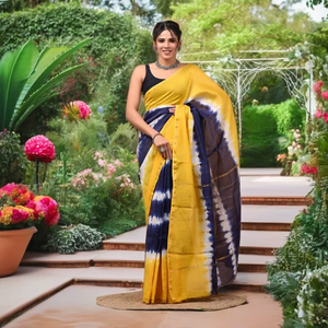 Plain Chanderi Silk Saree with Elegant Golden Border - Product Image 1