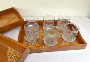 Plateau de service rectangulaire en bois de grande taille pour le petit-déjeuner et les restaurants d'hôtel, avec poignées latérales pour le thé et le café - Product Image 6