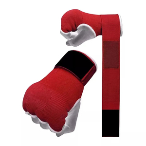 Gel Hand <b>Wraps</b> Half Finger Training Gloves Black With Yellow Trim Velcro Closure For Martial Arts Unisex Adult Spandex Material - Product Image 4