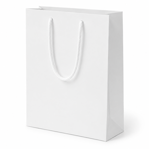 Bolsa de Papel Blanca para Compras, Tamaño Mediano, Asa de Cuerda, Empaque Premium para Regalos, Suministro al por Mayor y Menor - Product Image 3