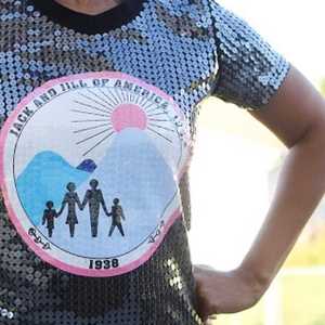 Jack and Jill <b>Sequin</b> V Neck <b>Top</b> Women Short Sleeve Black Bling T-Shirt Custom Greek Inspired Fashion Apparel for Ladies - Product Image 3