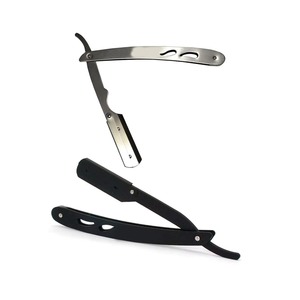 Matte Black Professional Barber <b>Swing</b> Lock Stainless Steel Straight Edge Shaving Razor <b>Set</b> 2 Pieces for Men Single Edge Barber - Product Image 1