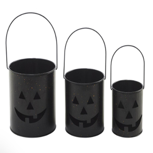 <b>Lantern</b> Bucket Hanging <b>Tealight</b> Holders Black Set of 3 Metal Halloween votive candle holder festival decor hanging votive - Product Image 4