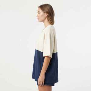Women's Color Block <b>V</b>-<b>Neck</b> <b>T</b>-<b>Shirt</b> Short Sleeve Loose Fit 100% Cotton Jersey <b>Oversized</b> Casual Top Spring Summer - Product Image 4