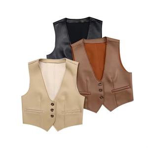 Gilet en cuir véritable pour femme, imperméable, élégant, décontracté, de haute qualité, idéal pour l'été et le printemps – Vente en gros - Product Image 1