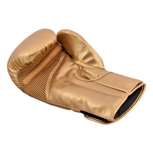 Gants de boxe en cuir de vache véritable pour hommes et femmes, couleur or, avec protection des poignets, vente en gros - Product Image 4