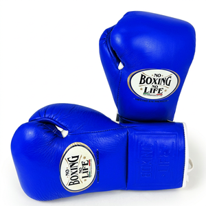 ถุงมือฝึกซ้อมหนังแท้ No Boxing No Life สำหรับซานด้า น้ำหนักเบา แบบเต็มนิ้ว สีน้ำเงิน แบบผูกเชือก ลายนูน สไตล์เม็กซิกัน สำหรับผู้ใหญ่ คุณภาพสูง - Product Image 6