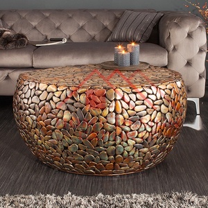 Table basse en fer fait à la main avec finition en cuivre Antique, décoration, vente chaude, Table basse en métal, meubles de salon - Product Image 5