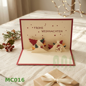 ANN HANDICRAFT MC016 Vietnam Christmas Hills Custom Offset Printed 3D Pop-up Die-Cut Greeting Cards <b>Matte</b> <b>Varnishing</b> Paper - Product Image 1