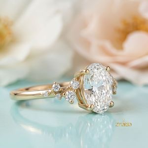 Bagues de luxe personnalisées en diamant, argent S925 plaqué or 18 carats, 1 carat CVD HPHT, ovales, cultivées en laboratoire, certifiées IGI, coupe excellente, unisexe - Product Image 4