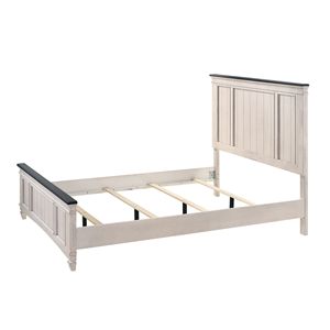 Letto matrimoniale in stile rustico industriale con panelli e pediera integrata, in legno massello, per camera da letto, 1 pezzo, finitura marrone - Product Image 3