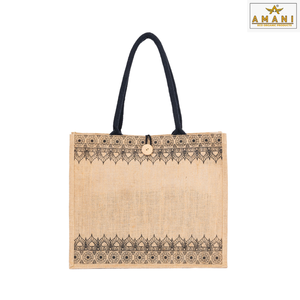 Bolsa de Yute Ecológica con Estampado de Mandala, Bolsa de Mano Natural Reutilizable para Compras y Regalos al Mejor Precio - Product Image 1