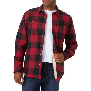 Veste Chemise Unisexe en Toile Doublée Polaire Coton Chaud avec Col Montant et Logo Personnalisé Sherpa, Style Streetwear à Carreaux - Product Image 1