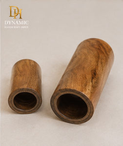 Rustic Wooden <b>Candle</b> Stand <b>Set</b> of 2 Natural Wood Cylindrical Votive Holders 3 and 6 Inch Home Decoration - Product Image 3