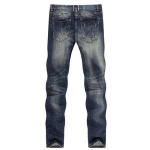 Jeans en denim pour hommes, style vintage, déchirés, décontractés, coupe régulière, respirants, automne-été, prix bas, personnalisables avec logo, vente en gros - Product Image 2