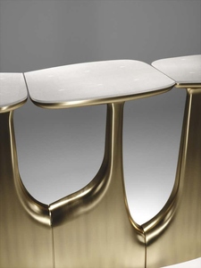 Mesa consola de diseño moderno y estilo lujoso con detalles en latón con pátina de bronce, consola de pasillo de diseño contemporáneo. - Product Image 2