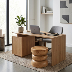 Tabouret empilable en bois de Suar massif, finition naturelle, design organique contemporain, qualité supérieure, polyvalent, pour salon - Product Image 3