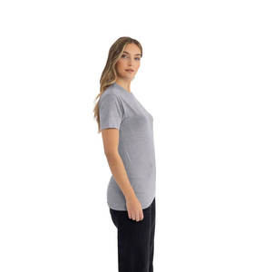 T-shirts classiques gris pour femmes, manches courtes, col rond, t-shirts pour homme, mélange de coton, t-shirts unis pour homme - Product Image 3