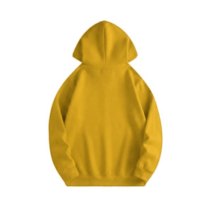 Sudadera con capucha de algodón grueso amarillo liso, estilo urbano, oversize, con hombros caídos, personalizable con logo, para hombre, invierno - Product Image 2
