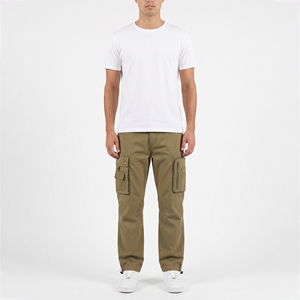 Wholesale Custom Men Zipper Fly <b>Elastic</b> <b>Waist</b> <b>Cargo</b> <b>Pants</b> Casual Multi Pocket Straight Leg Jogger Trousers for Men - Product Image 5