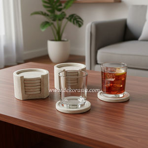 Ensemble de sous-verres modernes en marbre avec support, sous-verres ronds pour bar, hôtel, restaurant et décoration intérieure - Product Image 2
