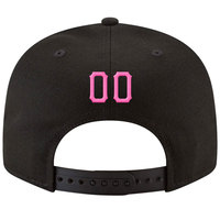 Casquette de baseball noire à 6 panneaux avec broderie du logo M rose sur le panneau avant, ajustée, unisexe, style décontracté printemps-été