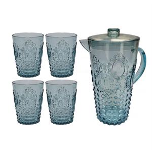 Juego de Botella de Agua y Vaso de Plástico Vintage con Patrón en Relieve para Exteriores - Product Image 5