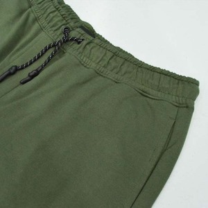 Men's Olive Green Solid Color Cotton Shorts With Drawstring <b>Elastic</b> Waist Casual Knitted Side Stripe Design - Product Image 4
