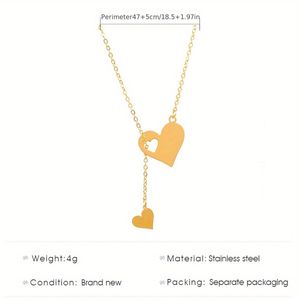 Collana da Donna con Ciondolo a Forma di Cuore, Design Originale e Creativo, Catena a Y con Cuore Traforato, Personalizzabile - Product Image 5