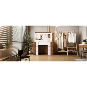 Élégante coiffeuse de 44,4 pouces avec grand miroir éclairé, prise de courant, 7 tiroirs et étagères - Product Image 6