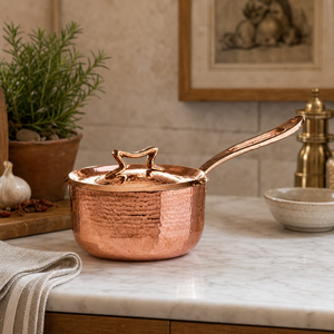 Cacerola de Cobre Martillado de Lujo con Tapa, Asa de Latón Sólido, Olla de Cobre Hecha a Mano, Utensilios de Cocina Premium OEM ODM - Product Image 3