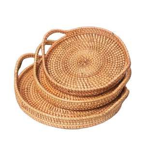 Bandeja de Ratán Tejida a Mano, Duradera, Ligera, Elegante, Material Natural, Perfecta para Servir, Decorativa, Organización del Hogar, Ecológica - Product Image 3