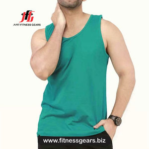 Just Fitness Gears Débardeur bleu dégradé à col rond pour homme, haut sans manches sportif en tricot à séchage rapide - Product Image 2