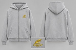 HAMILO Unisex <b>Green</b> Hooded Zip-Up Sweatshirt Regular Fit Embroidered Logo Pocket Casual Winter Wear 100% Cotton Fleece 400g - Product Image 2