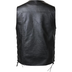 Custom Men's Genuine Cowhide <b>Leather</b> <b>Biker</b> Vest Classic Motorcycle Riding <b>Waistcoat</b> Snap Button Lace Side Club Vest OEM - Product Image 6