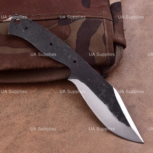 Cuchillos de caza hechos a mano con hojas de acero al carbono de punta caída, mango de madera de espiga completa, grado industrial, en bruto para fabricación de cuchillos personalizados, venta al por mayor OEM - Product Image 6