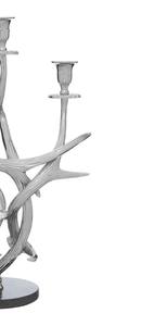 Candélabre élégant en argent en forme de bois de cerf, porte-bougie à 3 branches en métal avec base en marbre, centre de table de luxe pour mariage, décoration de table - Product Image 5