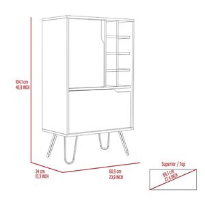 Armadietto a barra a L grigio chiaro Manhattan con anta singola e otto portabottiglie integrati - Product Image 6