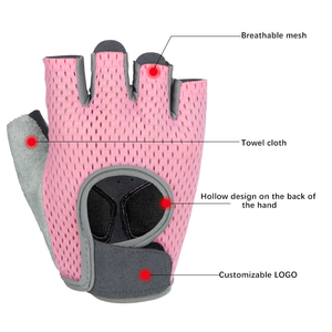 Gants de musculation unisexes à demi-doigts en mesh avec sangle de poignet réglable pour la salle de sport - Product Image 2