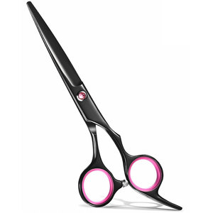 Stainless Steel Professional Hairdressing Scissors With Matte Black Color Coating Silicone Finger <b>Rings</b> And Finger Rest - Product Image 1