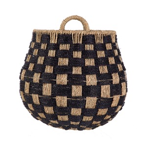 <b>Round</b> Checkered Seagrass Storage <b>Basket</b> with Handles Handmade Storage <b>Basket</b> Wholesale eco-friendly Made in Viet Nam - Product Image 3