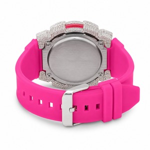 Women's Fashion Quartz <b>Watch</b> With Rhinestone Accents Stainless Steel Case Pink Silicone Band Round Design - Product Image 3