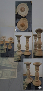 Ensemble de chandeliers en bois artisanal, style rustique, porte-bougie en bois naturel, support pour bougie pilier, décoration de table pour la maison ou un mariage - Product Image 3