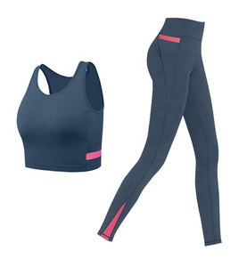 Conjunto de Yoga de 2 Piezas para Mujer, Cuello Halter, Cintura Alta, Nylon y Spandex, Transpirable y Elástico - Product Image 1
