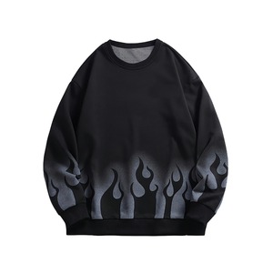 Streetwear <b>Oversized</b> Graphic Flame <b>Sweatshirt</b> Men Unisex <b>Vintage</b> Crewneck Pullover Hip Hop Fleece Cotton Heavyweight <b>Sweatshirts</b> - Product Image 1