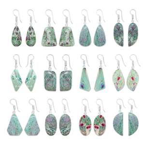 ต่างหูห้อยประดับเพชรพลอยรูบี้ฟูชไซต์ทำมือ งานฝีมือคุณภาพสูง ชุบเงินบนทองเหลือง สไตล์โบฮีเมียน เหมาะสำหรับงานแต่งงาน เป็นเครื่องประดับชั้นดีสำหรับเธอ - Product Image 1