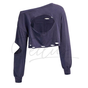 Made In High Quality Women <b>Distressed</b> Crop <b>Top</b> Light Weight Women Crop <b>Top</b> Pakistan Made Women <b>Distressed</b> Crop <b>Top</b> - Product Image 6