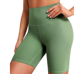 Shorts de sport pour femmes en Spandex/Nylon, taille haute élastique, respirants, séchage rapide, couleur unie, prix de gros - Product Image 1