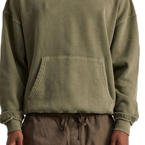 เสื้อฮู้ดผู้ชายสีเขียวมะกอก ผ้าฟลีซ 100% คอตตอน ทรงปกติ สวมใส่สบาย ระบายอากาศได้ดี เป็นมิตรกับสิ่งแวดล้อม เหมาะสำหรับฤดูหนาว - Product Image 4