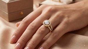 1 CTS Halo <b>Split</b> Shank Engagement Wedding <b>Ring</b> Classic 14K Yellow Gold IGI Certified Lab Grown Diamond Pave OEM Custom Jewelry - Product Image 4